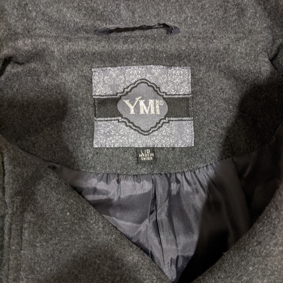 NWOT - YMI Grey Pea Coat sz Large - Picture 3 of 4